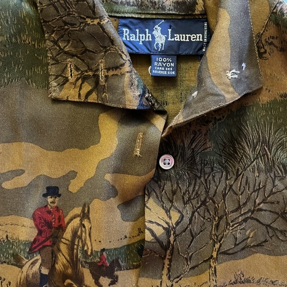 Vintage 1990’s Y2K Ralph Lauren Button up Equestrian print shirt size small - Picture 2 of 5